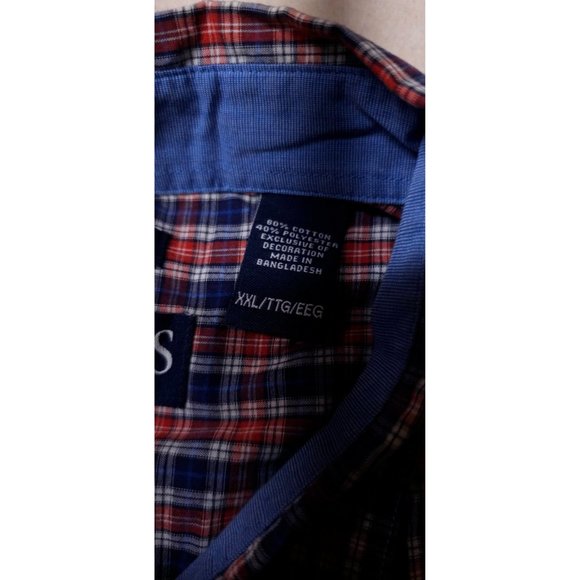 Chaps Easy Care EST 1978 Mens XXL Red Blue Plaid Long Sleeve Button Up Shirt - Picture 12 of 12